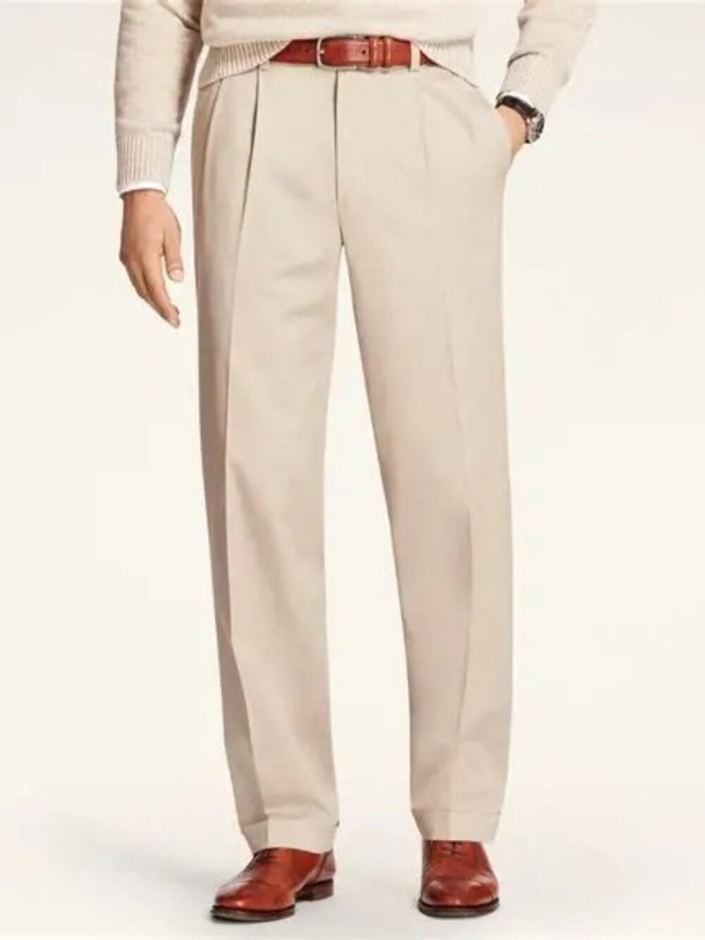 Men's Brooks Brothers Advantage Chino Elliot Pleated Khaki Dress Pants 31/30 EUC